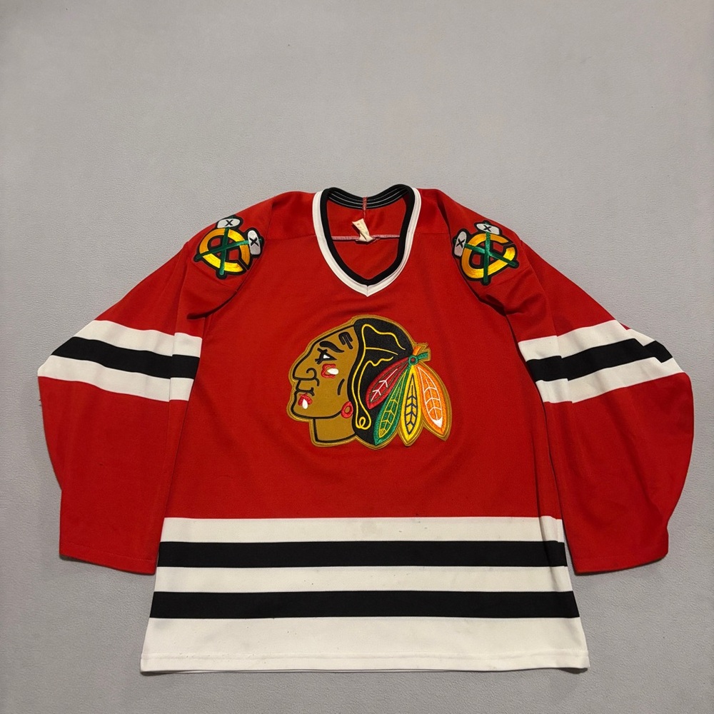 Vintage 90s Chicago Blackhawks Jersey Black‎ Mens Medium NHL Hockey BLANK